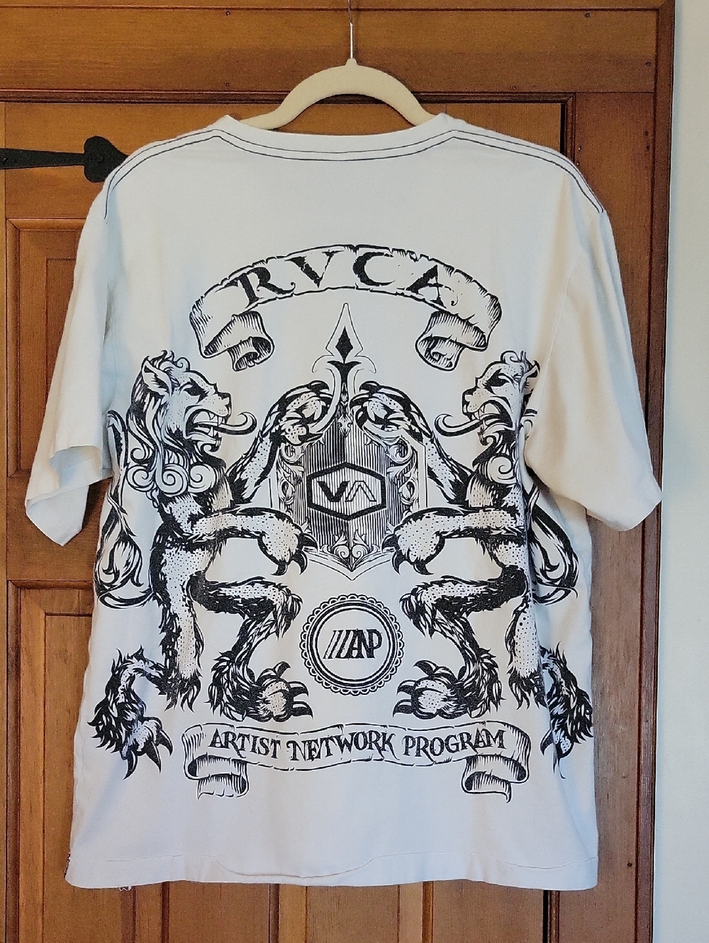 RVCA V-Neck Men's Shirt - White with Chest Crest